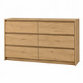 Cassettiera in Legno di Rovere Chiaro a Sei Cassetti