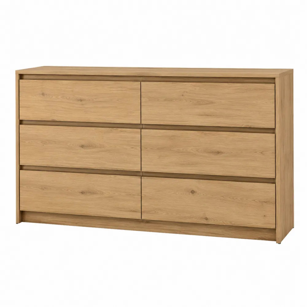Cassettiera in Legno di Rovere Chiaro a Sei Cassetti