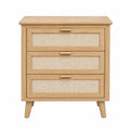 Cassettiera in legno e rattan con 3 cassetti