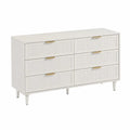 Cassettiera a Sei Cassetti in Legno Bianco con Maniglie in Metallo