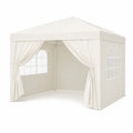 Gazebo da Giardino in Acciaio e Poliestere Crema 3x3 m con Finestre