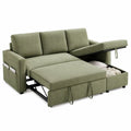 Divano Letto Angolare in Tessuto Verde con Contenitore