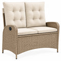 Divano da esterno in rattan sintetico con cuscini beige