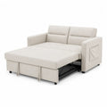Divano Letto 3 Posti Tessuto Beige con Struttura in Legno