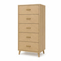 Cassettiera in Legno di Rovere con 5 Cassetti, Colore Rovere, 55x40x120 cm