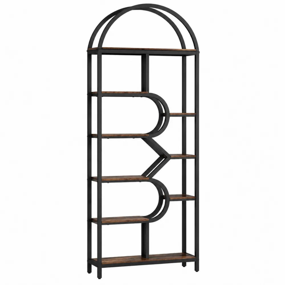 Scaffale libreria in metallo nero e legno