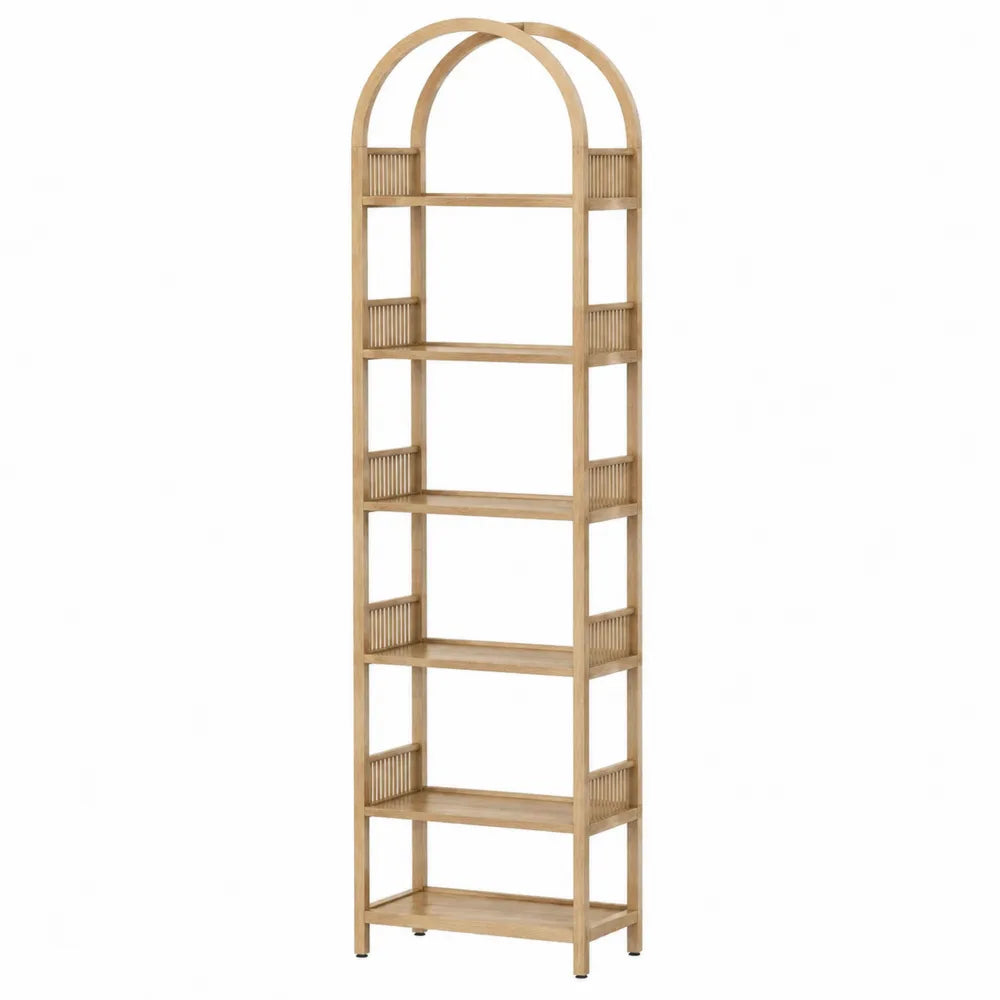 Scaffale ad arco in bambù naturale con 6 ripiani