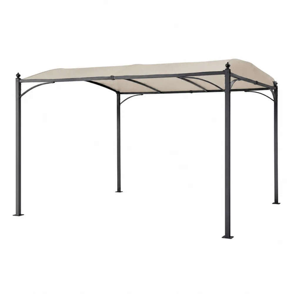Gazebo da Esterno in Metallo con Copertura in Poliestere 3x4m Grigio e Beige