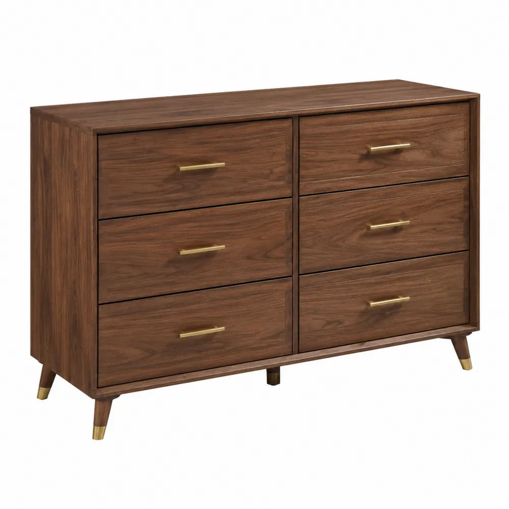 Cassettiera in legno noce massello con 6 cassetti