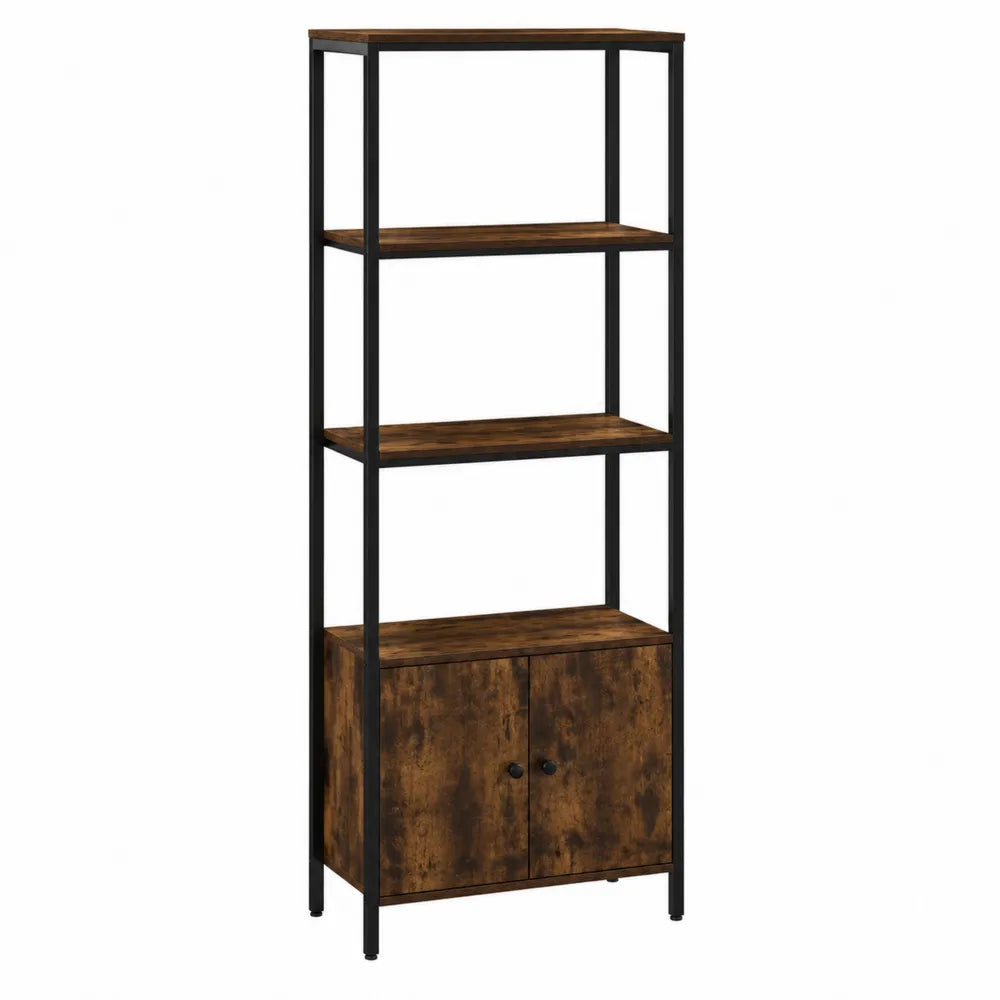 Scaffale libreria in legno e metallo nero 60x30x140 cm