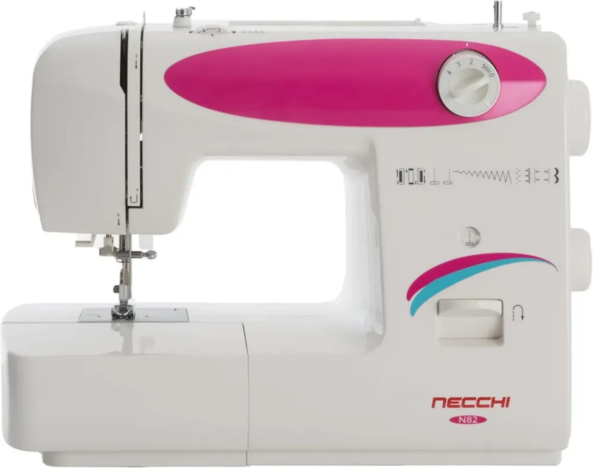 Necchi N82 Macchina da Cucire Portatile con Struttura in Alluminio e Guscio in ABS Rosa
