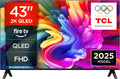 TCL 43' QLED Smart TV Full HD con Fire TV e HDR, Design Metallo, Zero Cornice
