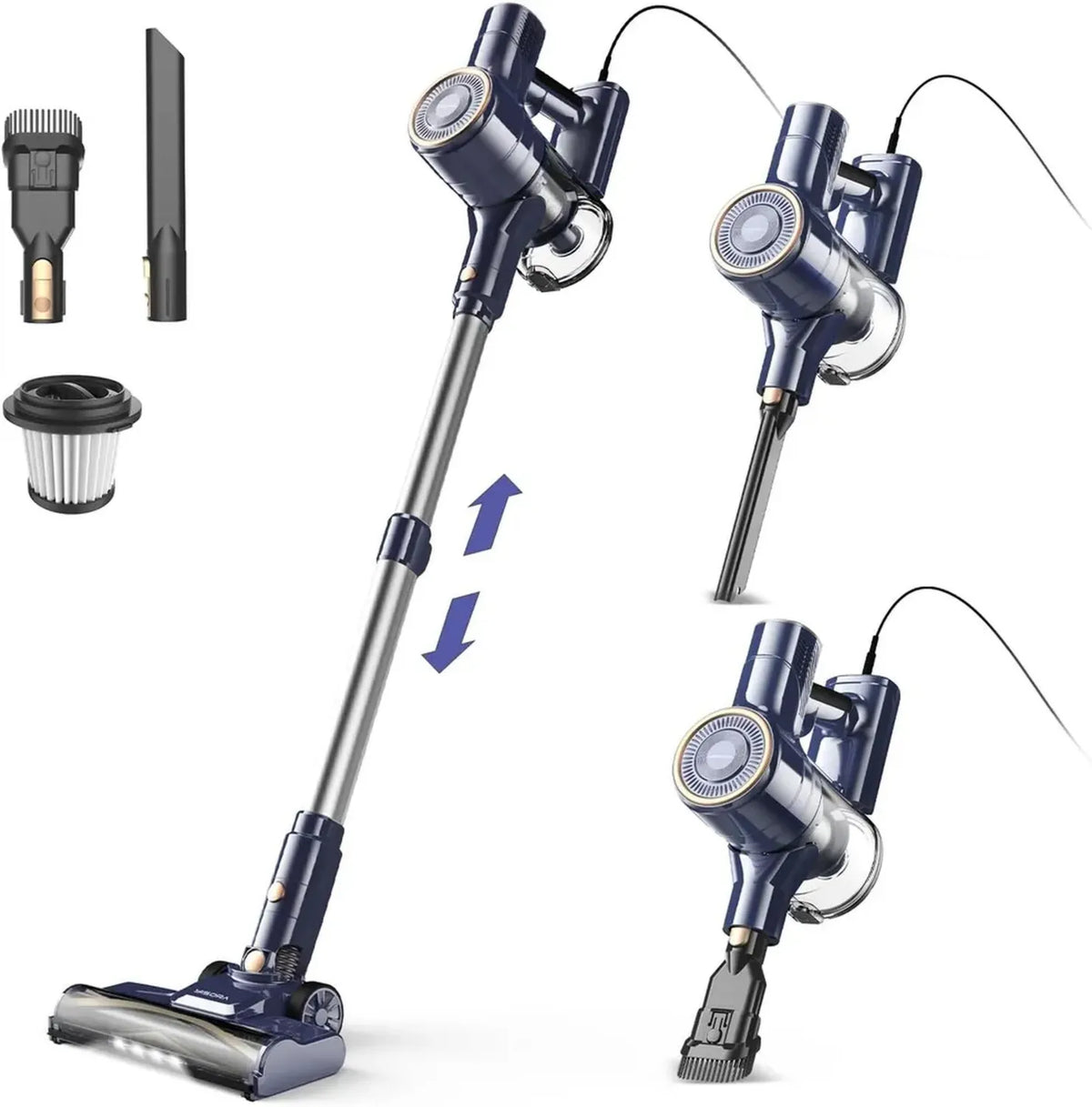 Aspirapolvere YISORA 6 in 1 con Filo, 23kPa 600W, Senza Sacco, per Tutti i Pavimenti