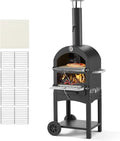 Forno a Legna Portatile per Pizza da Esterno, 12 Pollici, Max 540°C, con Ruote Rimovibili per Campeggio e Giardino