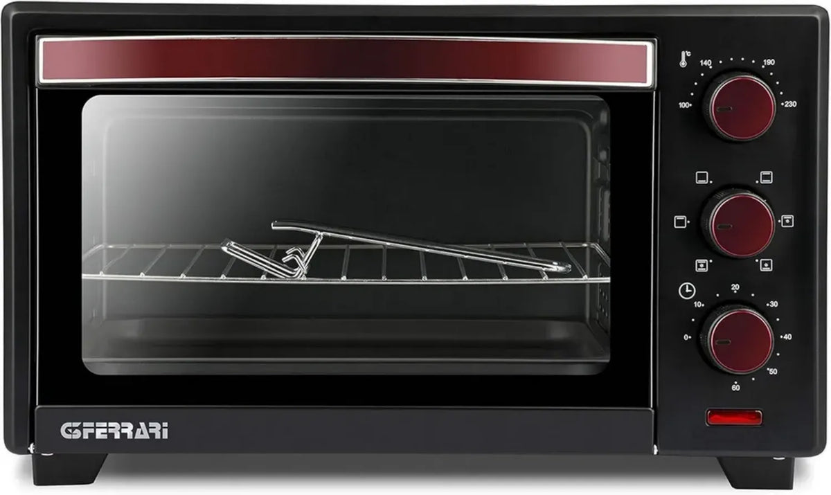 Forno Elettrico Ventilato G3 Ferrari 20L, 1380W, Termostato 100-230°C, Antiaderente, Nero/Rosso