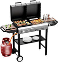 Barbecue combinato a gas e carbone con coperchio, 12000 BTU e griglia smaltata