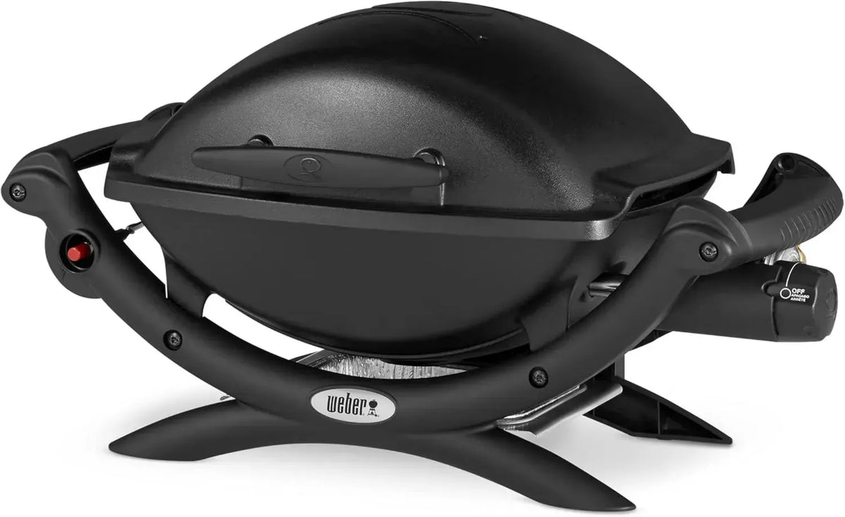 Barbecue Portatile a Gas Weber Q1000, Griglia in Ghisa Smaltata 43x32cm, Scocca in Alluminio Nero