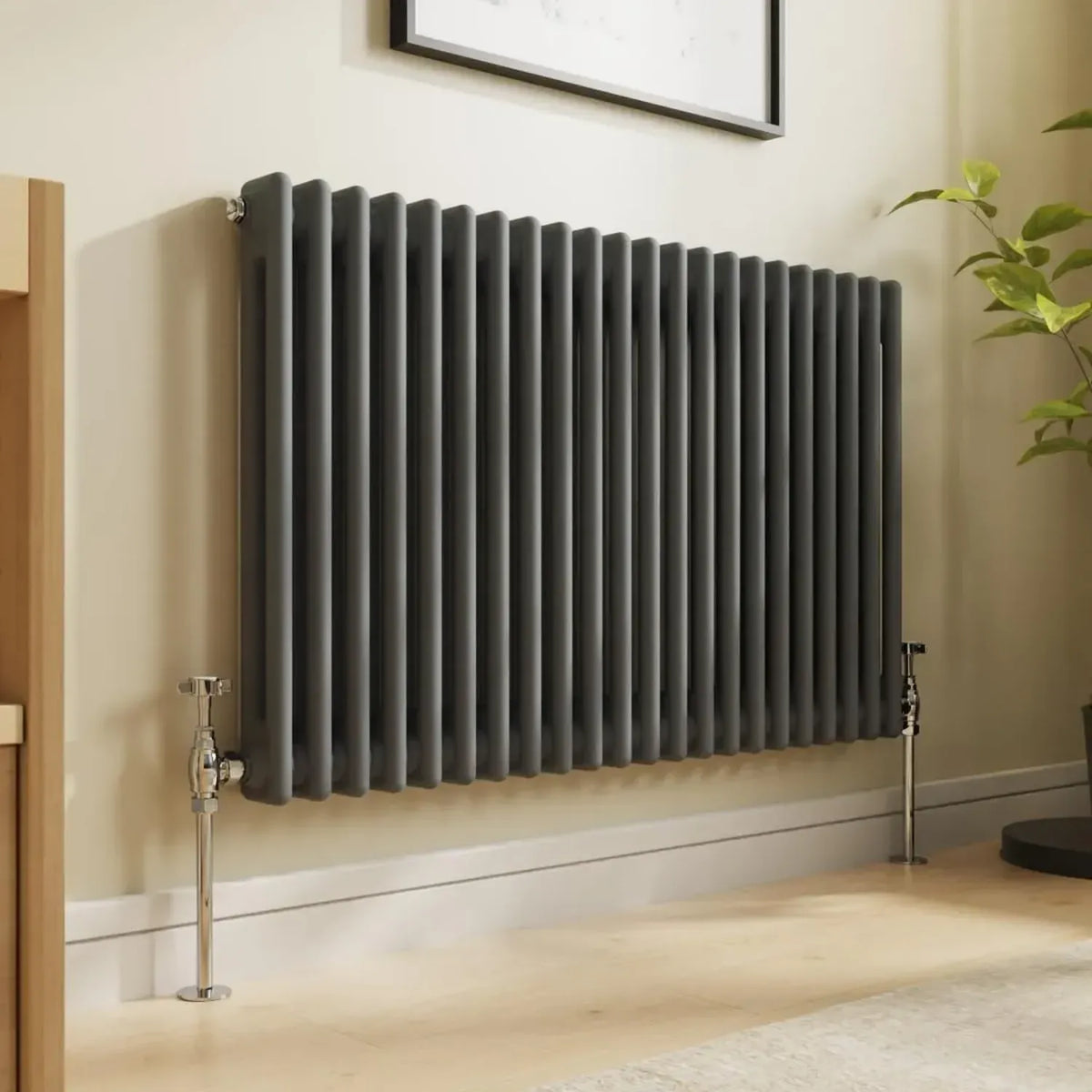 Radiatore in ghisa per bagno, 600 mm, antracite, design classico
