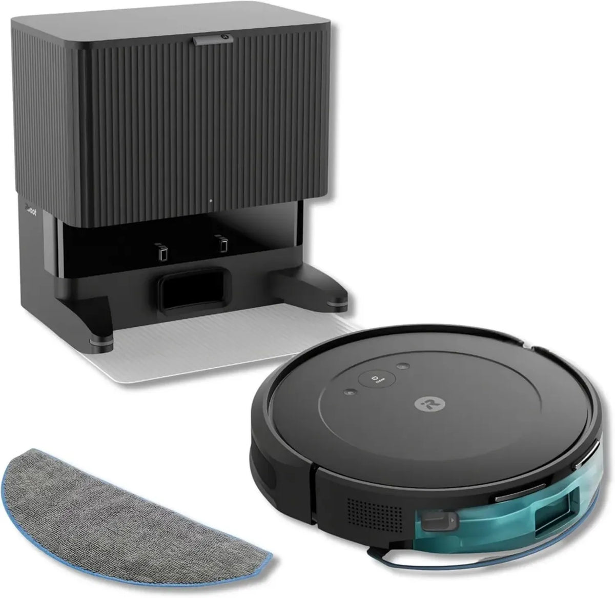 iRobot Roomba Combo 2 Essential con Stazione Automatica di Svuotamento e Pulizia Intelligente, Aspirapolvere Robot Lavapavimenti, Sistema a 4 Stadi, Controllo App, Nero