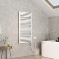 Scaldasalviette Elettrico Curvo con Termostato 100x50 cm, 500W, Bianco