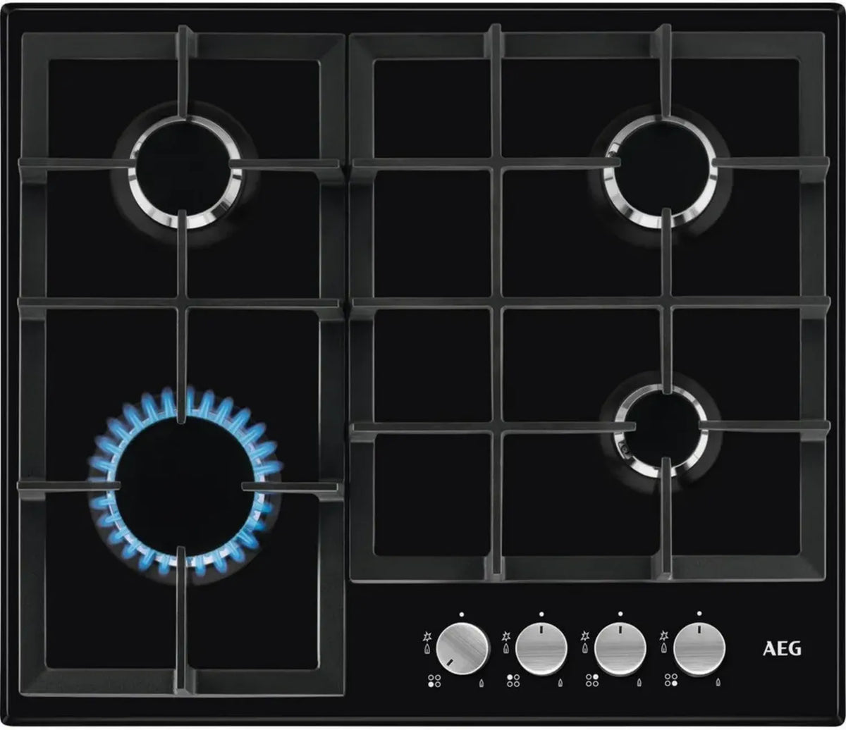 AEG Piano Cottura a Gas 60cm, 4 Bruciatori con Supporti in Ghisa, Serie 3000