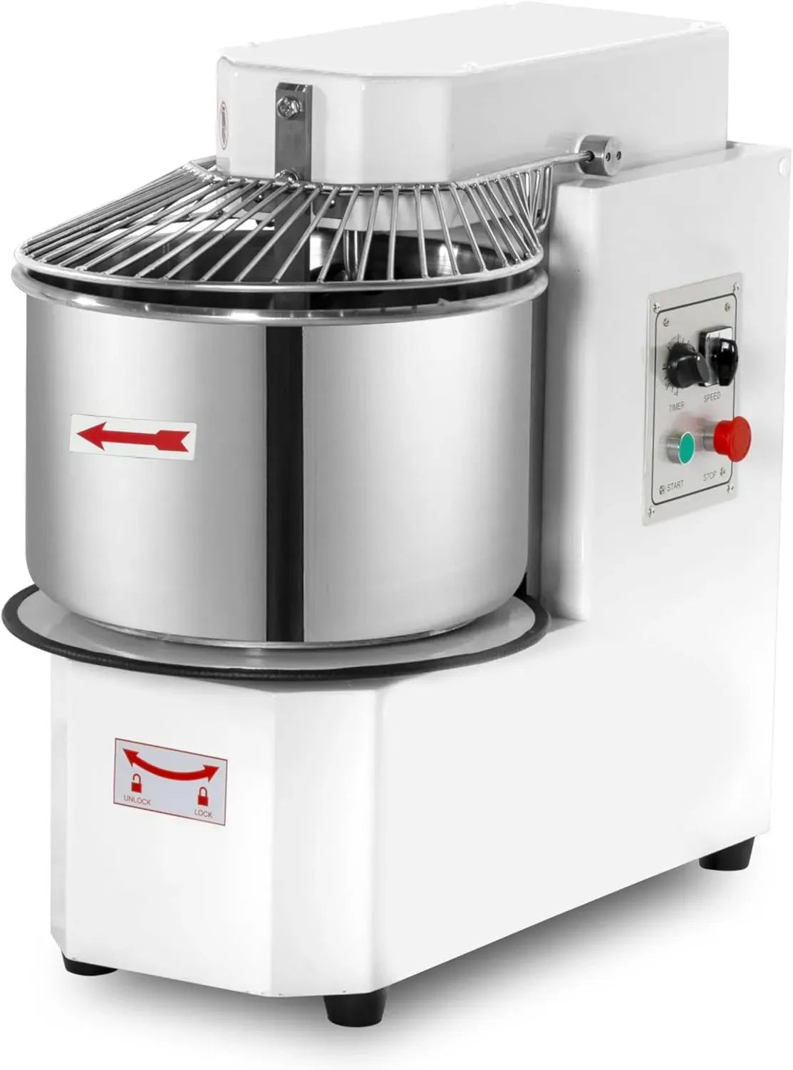 Impastatrice a Spirale con Testa Ribaltabile e Vasca Estraibile 20L, Trifase, 2 Velocità