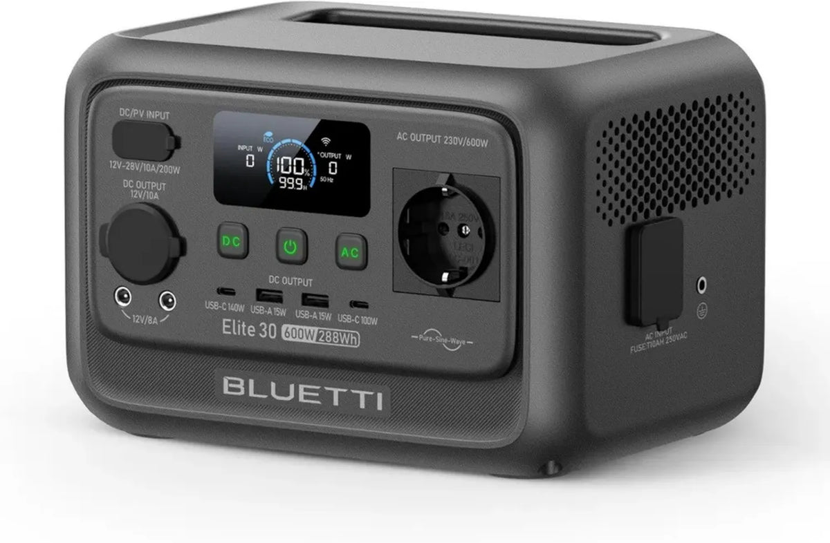 Centrale Elettrica Portatile BLUETTI Elite 30 V2, Batteria 288Wh LiFePO4, 600W Output, Ricarica Rapida in 70 Minuti, Perfetto per Campeggio e Emergenze