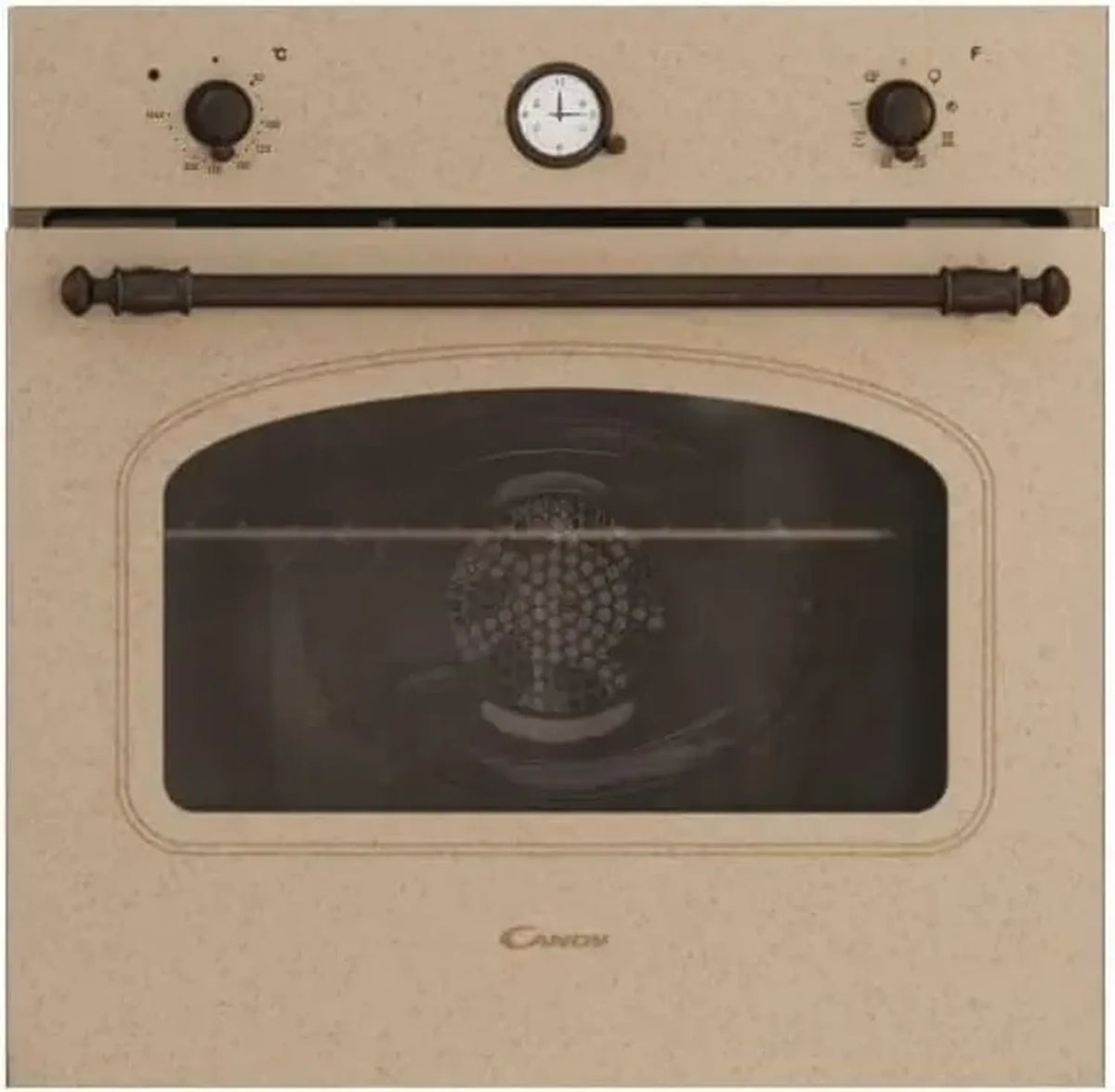 Forno Elettrico Incasso Candy Classic, 65L, Classe A+, Funzione Pizza, 8 Programmi Cottura, Design Rustico, Orologio Analogico, Avena