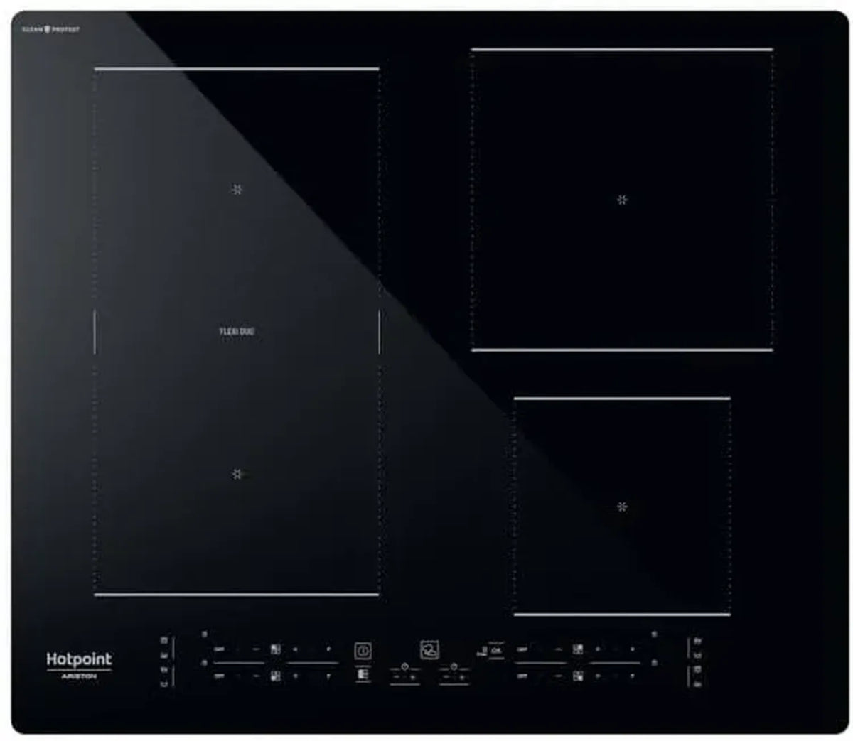 Piano cottura a induzione Hotpoint con 4 zone di cottura e controllo touch