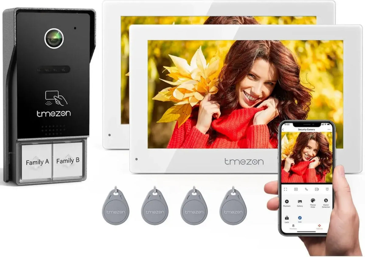 Sistema Videocitofono Bifamiliare Smart con Doppio Monitor LCD da 7 Pollici e Telecamera 1080P