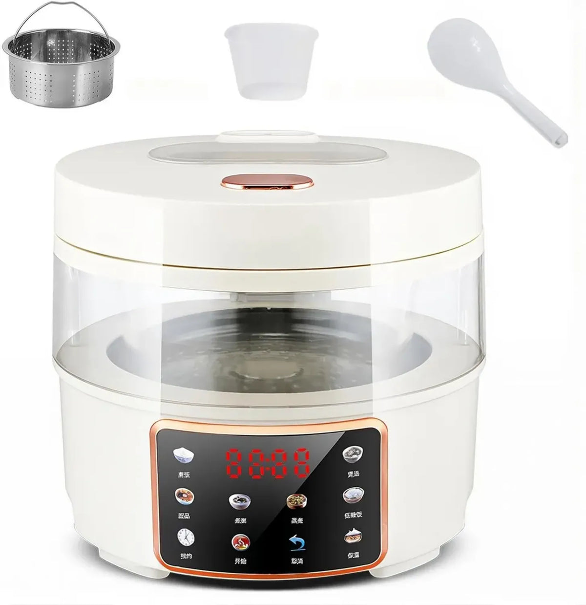 Pentola Cuociriso in Vetro 2L con Timer e Cestello Automatica