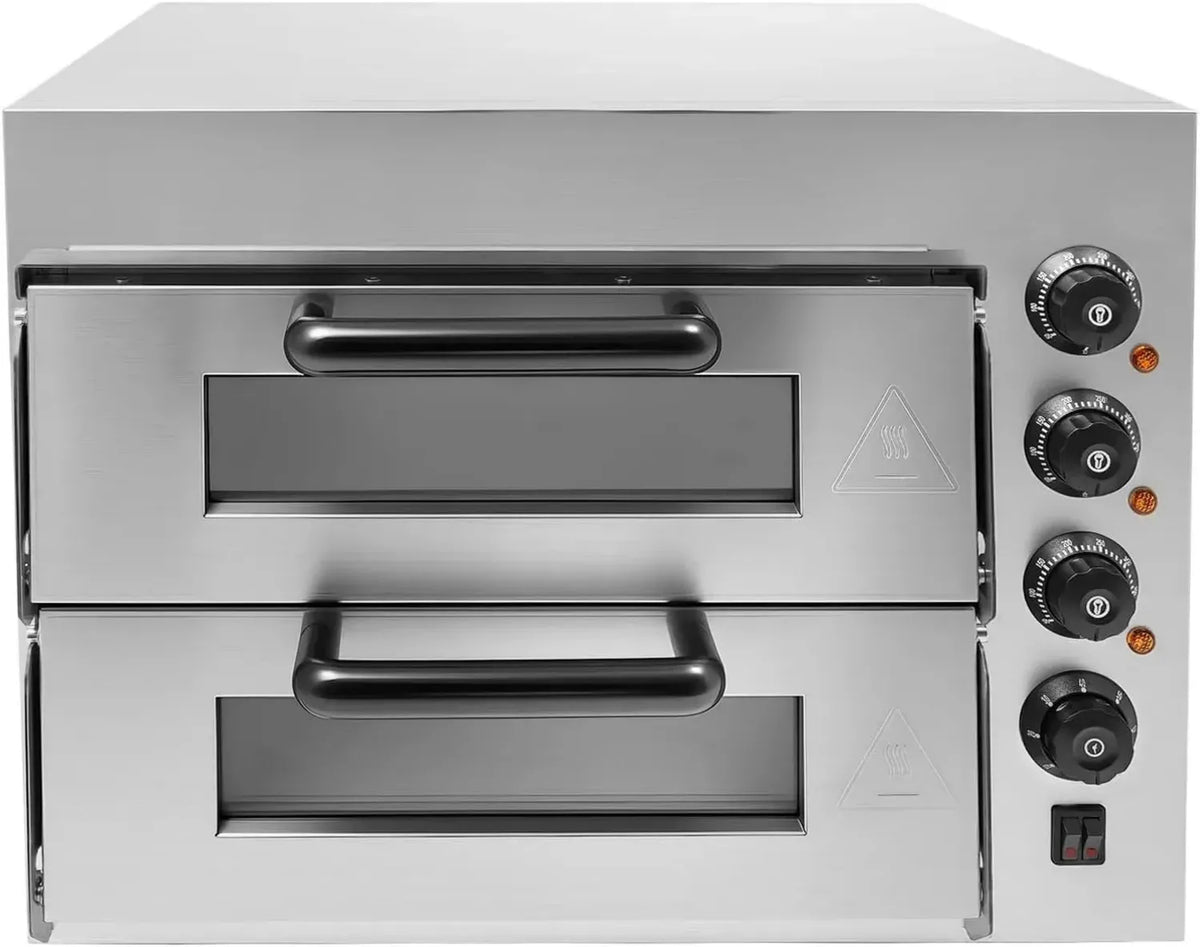 Forno elettrico per pizza 3000 W, doppio strato, 57x47,5x44 cm, temperatura 50-350°C
