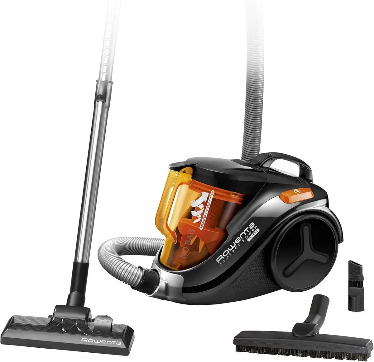 Aspirapolvere Ciclonico Compatto Rowenta RO3753EA, Senza Sacco, 1.5L, Arancione/Nero, 750W, 79 dB