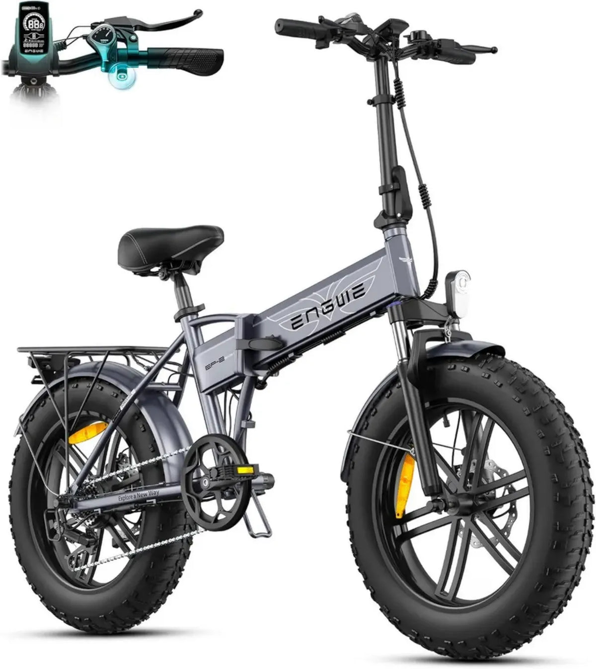 Bici Elettrica Pieghevole ENGWE, 48V 13Ah con Batteria Rimovibile, Autonomia 50-120 km, 20' Fat Tire, 7 Velocità, Adatta a Ogni Terreno, Modello EP-2 BOOST