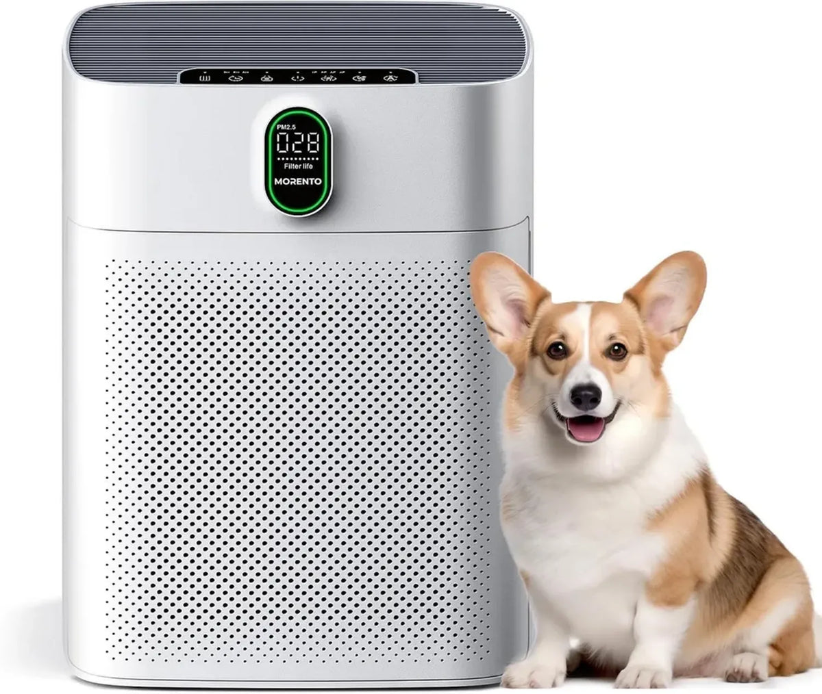 Purificatore d'Aria MORENTO con Filtro HEPA, CADR 300 m³/h, Riduzione Pollini e Odori, Modalità Timer
