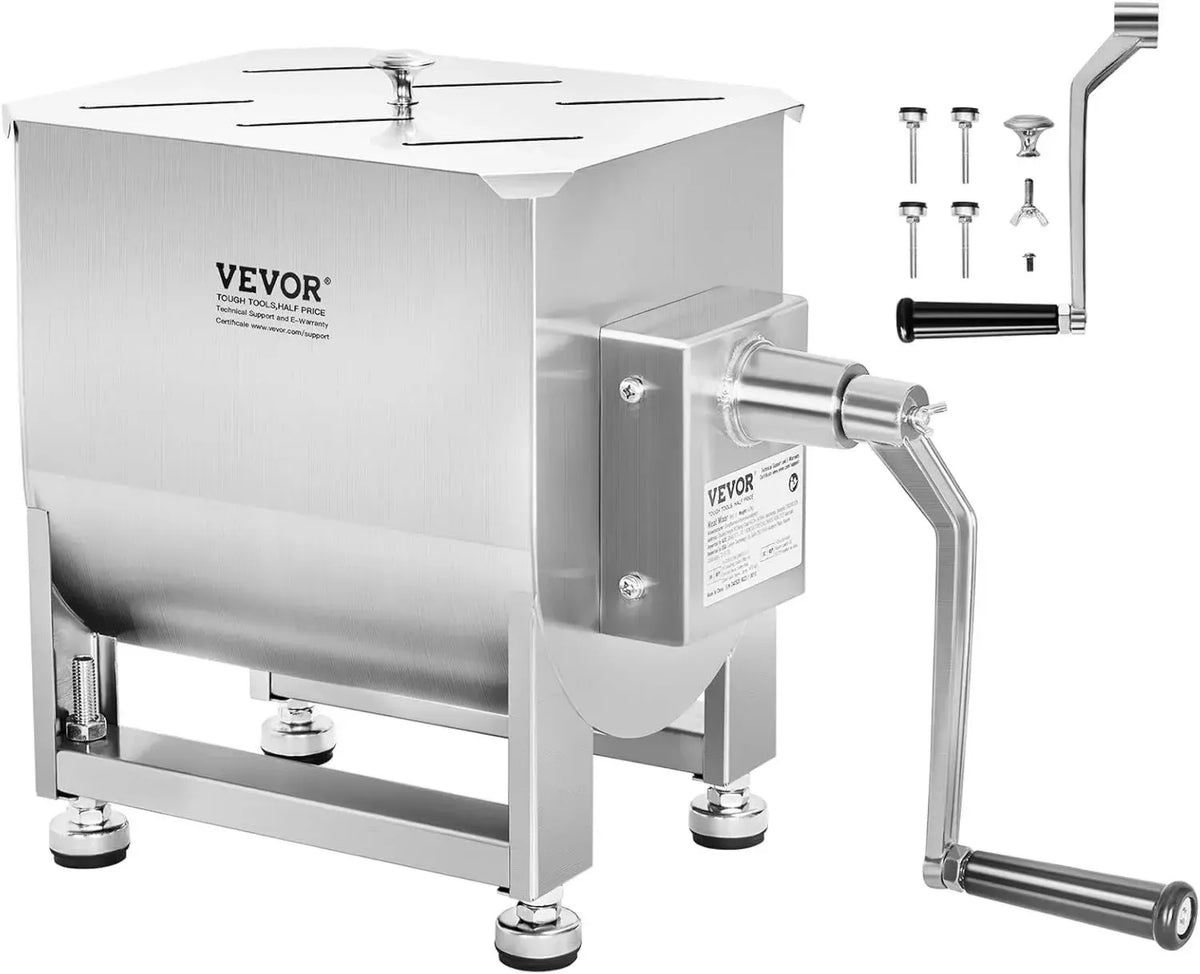 VEVOR Mescolatore Manuale per Carne 20L in Acciaio Inossidabile con Coperchio