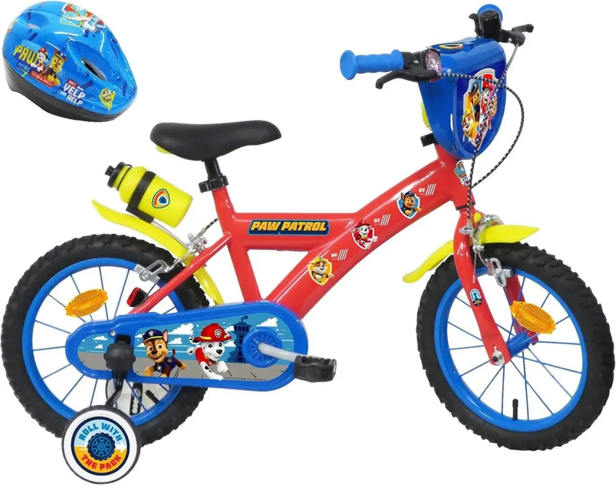 Bicicletta per Bambini 14'' con Freni Doppi e Accessori Paw Patrol, Rosso