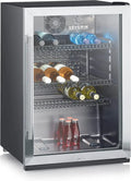 Cantinetta Vino Severin, 118L, 56 Bottiglie, Porta Vetro, Silenziosa, Serratura, 0-10°C, LED, Nero/Argento