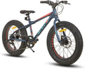 Hiland Bicicletta da Montagna 20'' per Bambini con 7 Marce e Doppio Freno a Disco, Fat Tires, Argento/Verde/Bianco/Blu