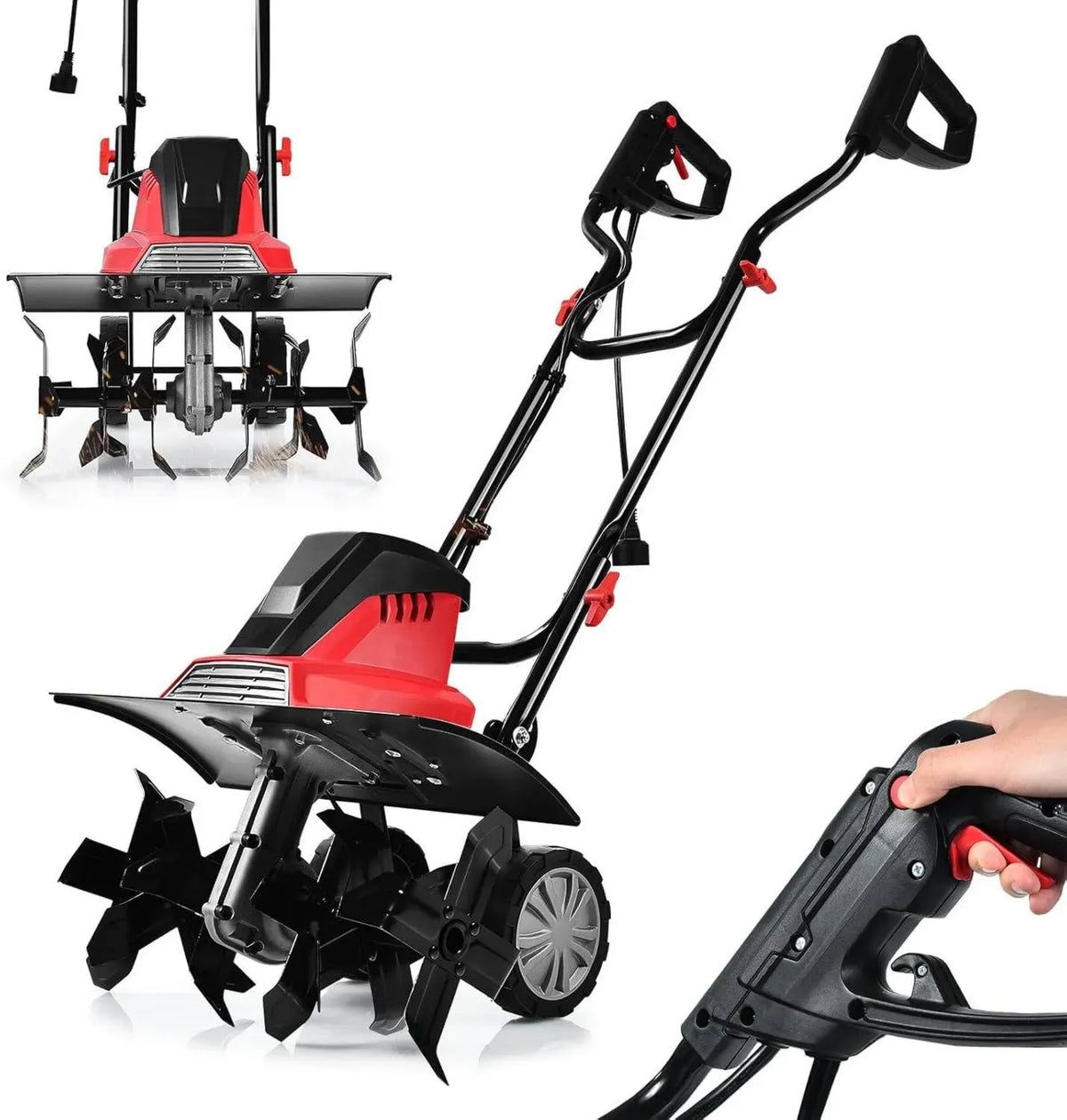 Motozappa Elettrica 1200W con Lame Intercambiabili, Profondità 22 CM, Velocità Regolabile
