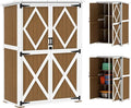 Outsunny Casetta da Giardino con Spazio di Stoccaggio e Struttura Solida, Porta Doppia con Serratura, Legno di Abete Resistente, Misure 116.5x57x167 cm, Colori Naturali