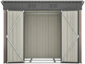 Capanno in Metallo per Attrezzi 8x4 FT, Rimessa con Base e Tetto a Falde, Porte Sicure, Ideale per Biciclette, 242x126x182 cm, Colore Marrone