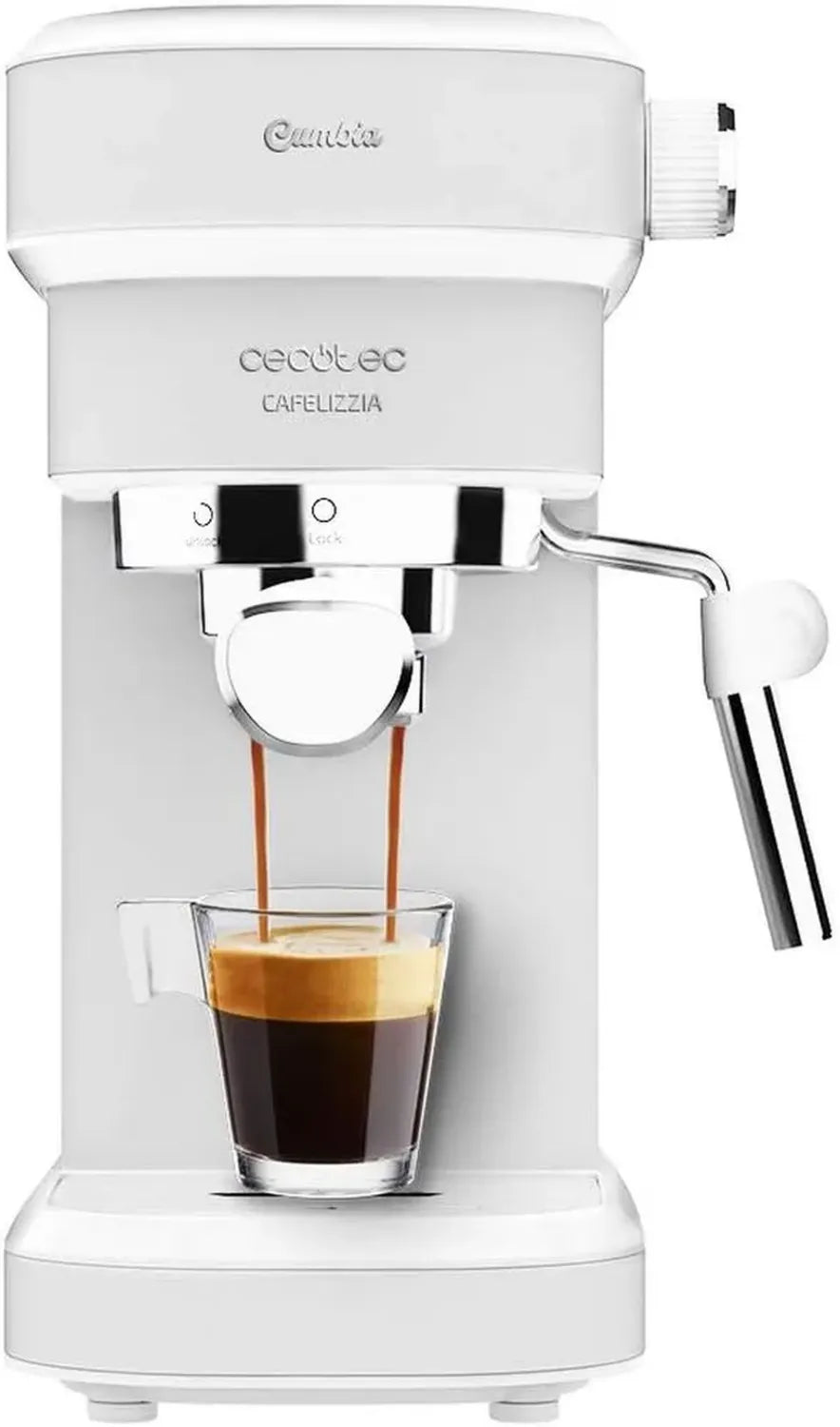 Cecotec Macchina Espresso Cafelizzia 790 Bianca, 1350W, Thermoblock, 20 Bar, Auto 1-2 Caffè, Vaporizzatore, 1.2L