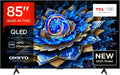 TCL 85' QLED 4K HDR Smart TV con Dolby Vision e Atmos, Google TV, Audio Onkyo 2.1, Compatibile con Assistente Google e Alexa