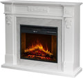 Caminetto Elettrico da Terra Truman Bianco con Effetto Marmo, Dimensioni 121x38x108 cm