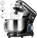 Robot da Cucina VIVOHOME 5,7L 1500W con Ciotola Inox e 10 Velocità, Impastatrice Multiuso con Frusta e Gancio, Colore Nero