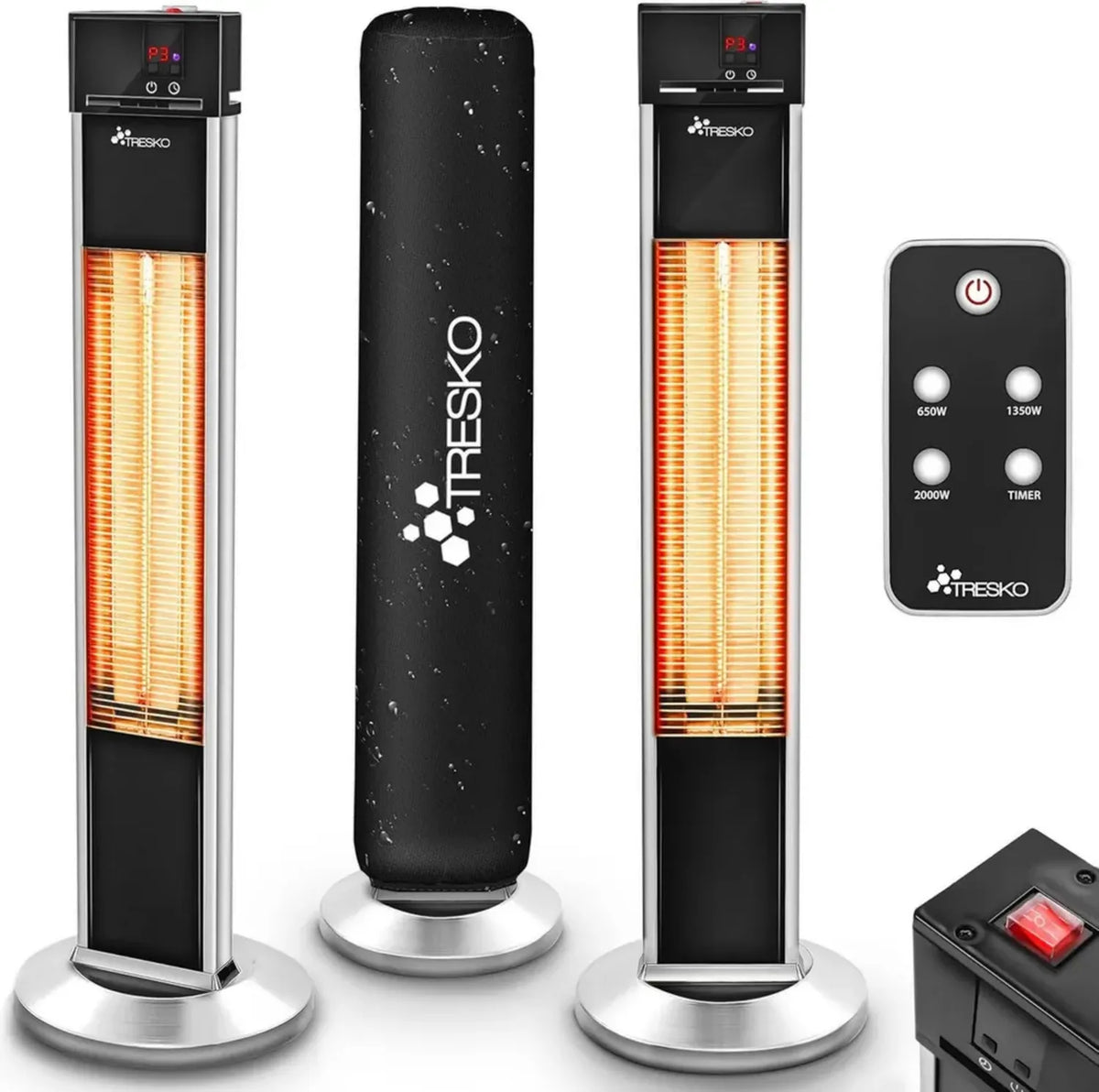 Riscaldatore a Infrarossi da 2000W con Telecomando per Interni ed Esterni