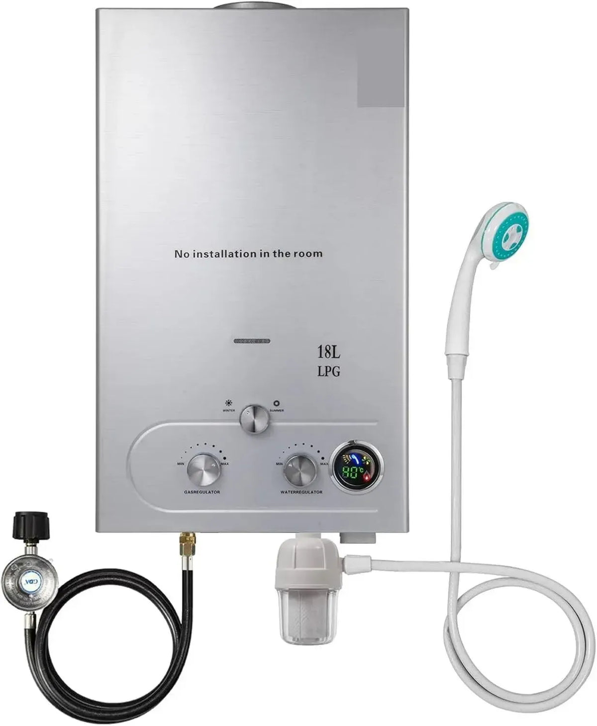 Scaldabagno a Gas Propano Senza Serbatoio 36KW in Acciaio Inossidabile, Capacità 6L a 18L