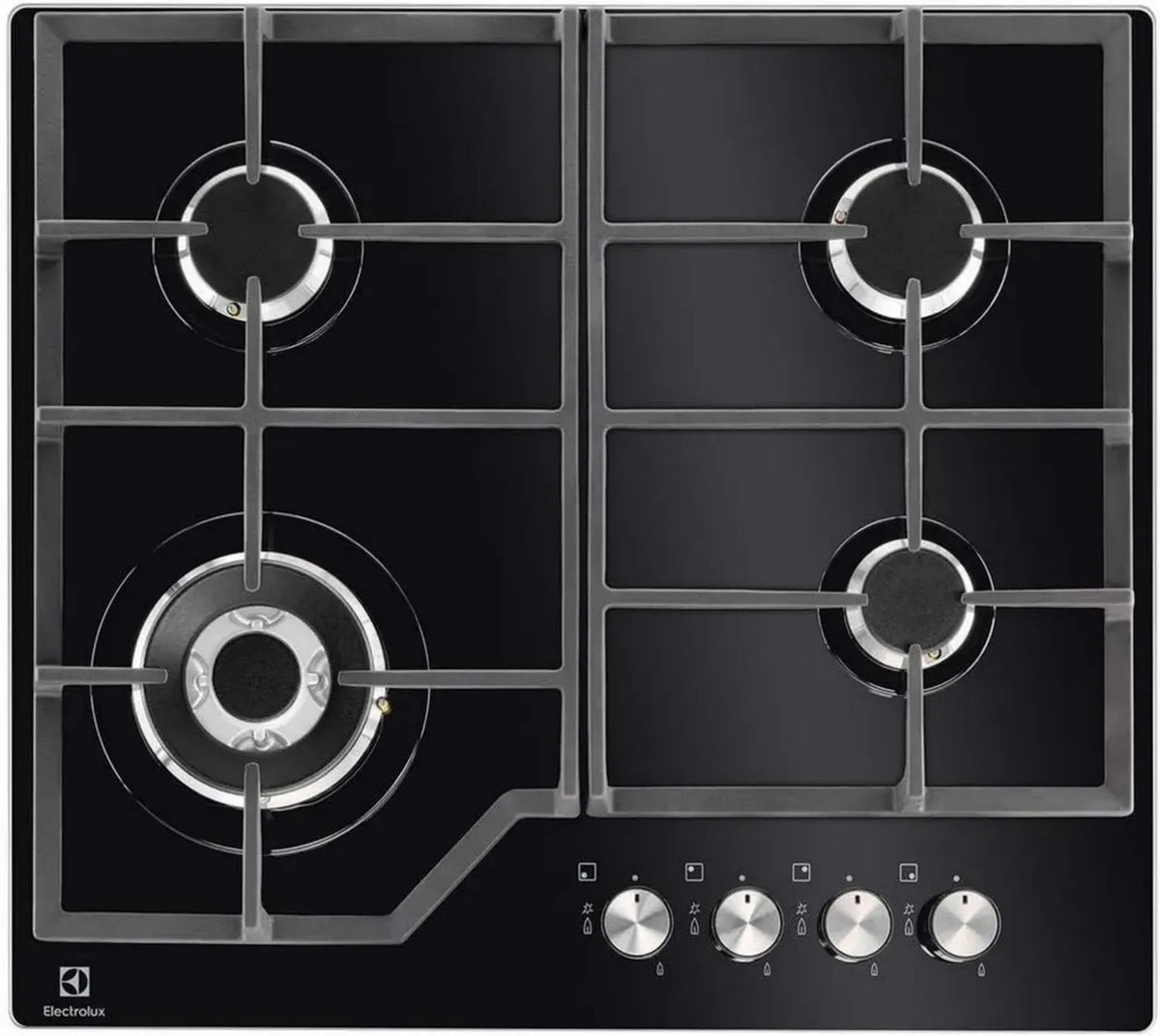 Piano Cottura a Gas Incasso Electrolux Nero a 4 Fuochi