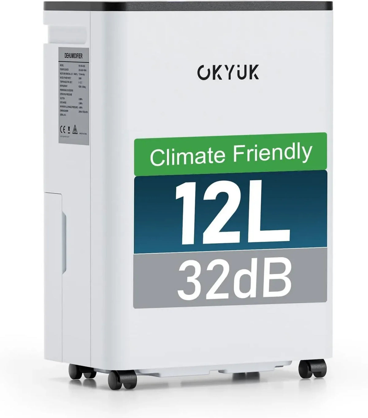 Deumidificatore Ambientale 12L, Funzione Timer 24H, Spegnimento Automatico, Ideale per Vari Ambienti